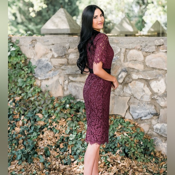 Rachel Parcell Burgandy lace dress - Picture 2 of 6